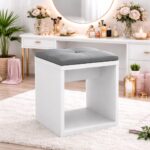 Taburet pentru toaleta cu sezut confortabil, 30x30x42 cm, alb
