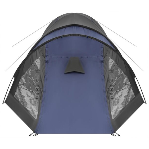 Cort camping 4 persoane cu antreu, impermeabil 3000 mm, 450x210x150 cm, negru si albastru - imagine 3