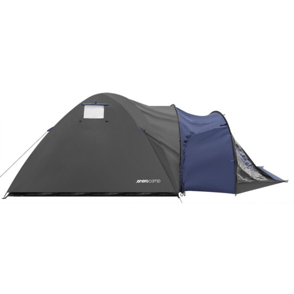 Cort camping 4 persoane cu antreu, impermeabil 3000 mm, 450x210x150 cm, negru si albastru - imagine 4