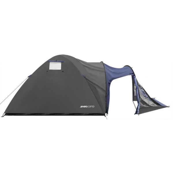 Cort camping 4 persoane cu antreu, impermeabil 3000 mm, 450x210x150 cm, negru si albastru - imagine 5