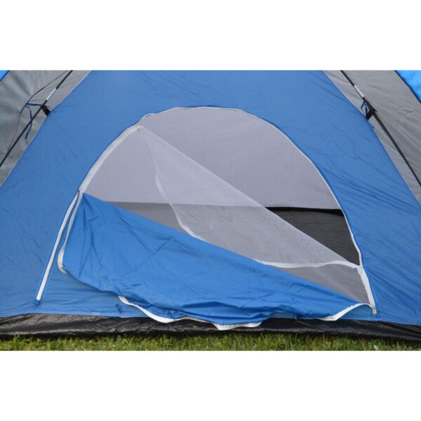 Cort camping 4 persoane cu antreu, impermeabil 3000 mm, 450x210x150 cm, negru si albastru - imagine 9