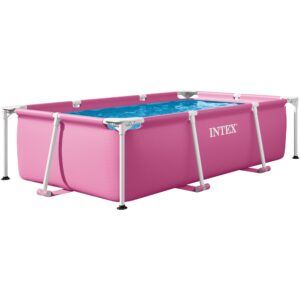 Piscina rectangulara cu cadru metalic Pink Metal Frame Intex 28266NP, 220x150x60 cm