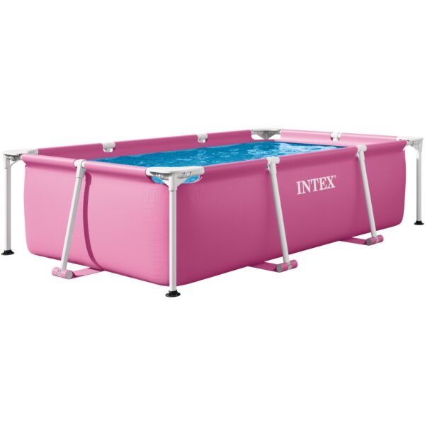 Piscina rectangulara cu cadru metalic Pink Metal Frame Intex 28266NP, 220x150x60 cm