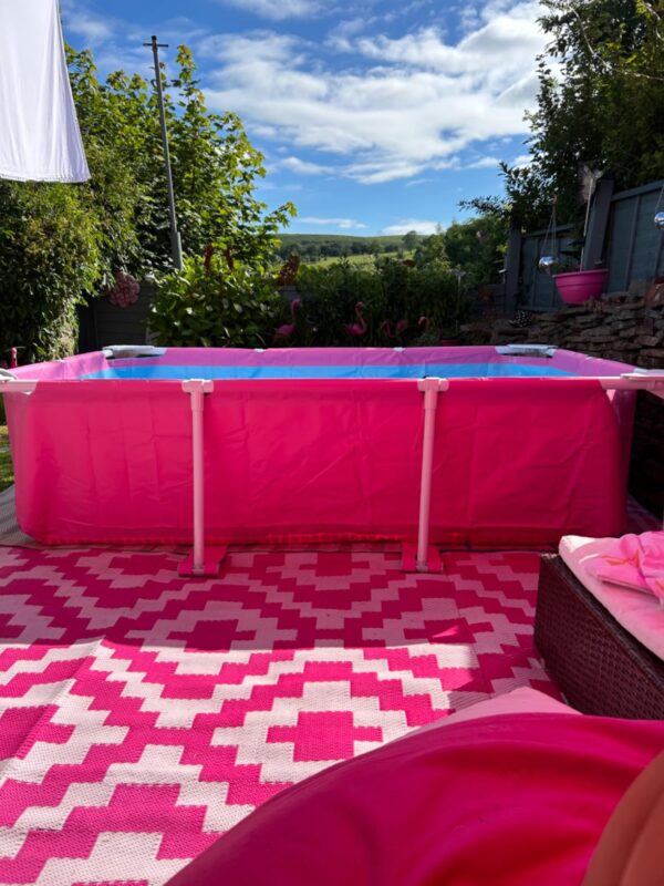 Piscina rectangulara cu cadru metalic Pink Metal Frame Intex 28266NP, 220x150x60 cm - imagine 2