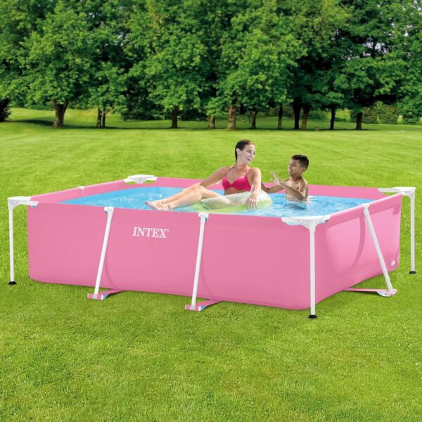 Piscina rectangulara cu cadru metalic Pink Metal Frame Intex 28266NP, 220x150x60 cm - imagine 3