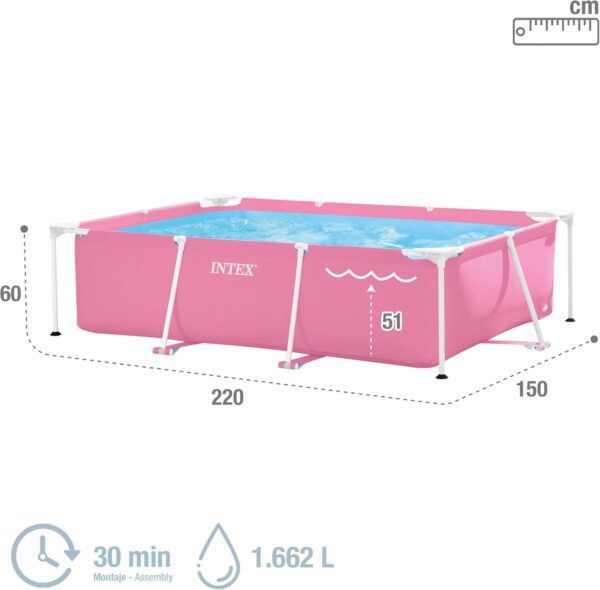 Piscina rectangulara cu cadru metalic Pink Metal Frame Intex 28266NP, 220x150x60 cm - imagine 4