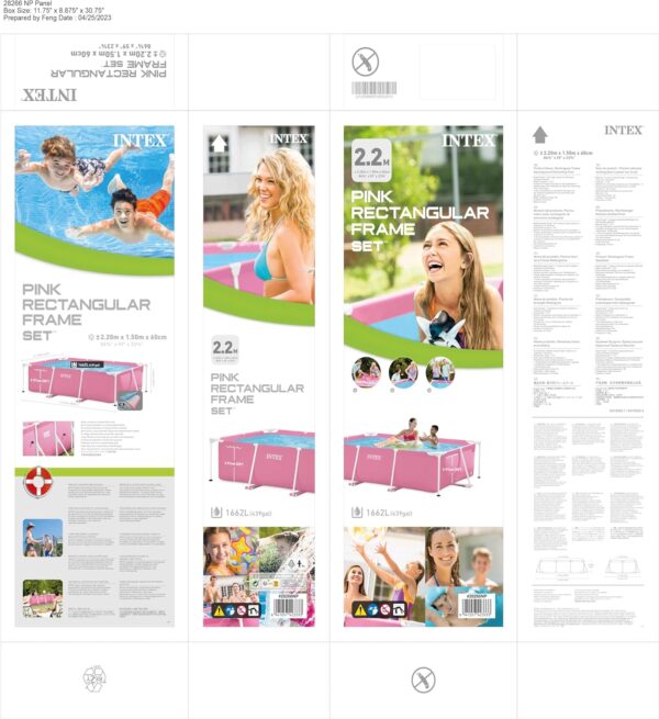 Piscina rectangulara cu cadru metalic Pink Metal Frame Intex 28266NP, 220x150x60 cm - imagine 5