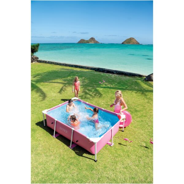 Piscina rectangulara cu cadru metalic Pink Metal Frame Intex 28266NP, 220x150x60 cm - imagine 8