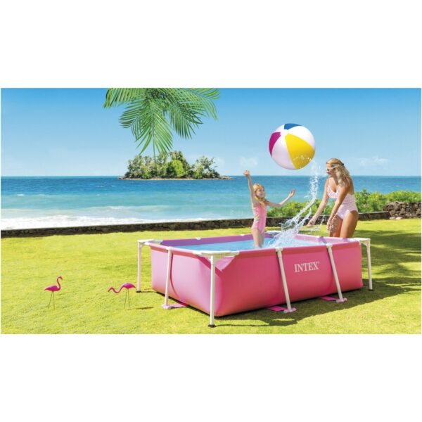 Piscina rectangulara cu cadru metalic Pink Metal Frame Intex 28266NP, 220x150x60 cm - imagine 9