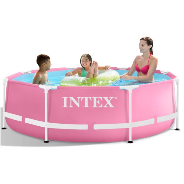 Piscina rotunda cu cadru metalic Pink Metal Frame Intex 28290NP, 244x76 cm - imagine 10