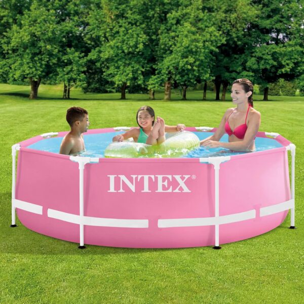 Piscina rotunda cu cadru metalic Pink Metal Frame Intex 28290NP, 244x76 cm - imagine 3