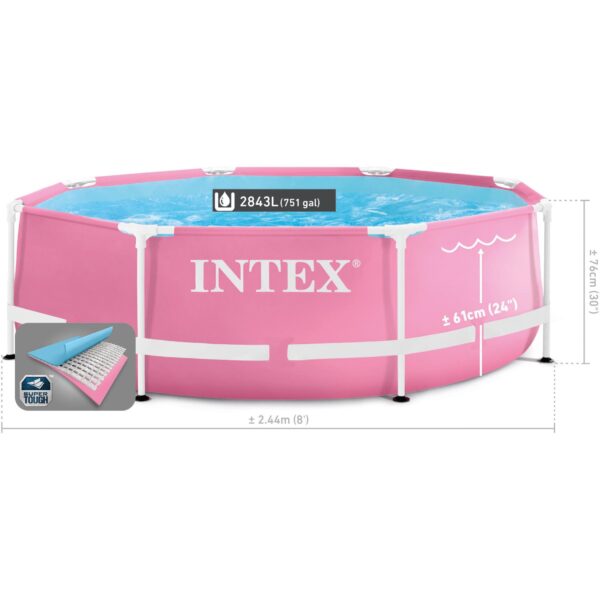 Piscina rotunda cu cadru metalic Pink Metal Frame Intex 28290NP, 244x76 cm - imagine 4
