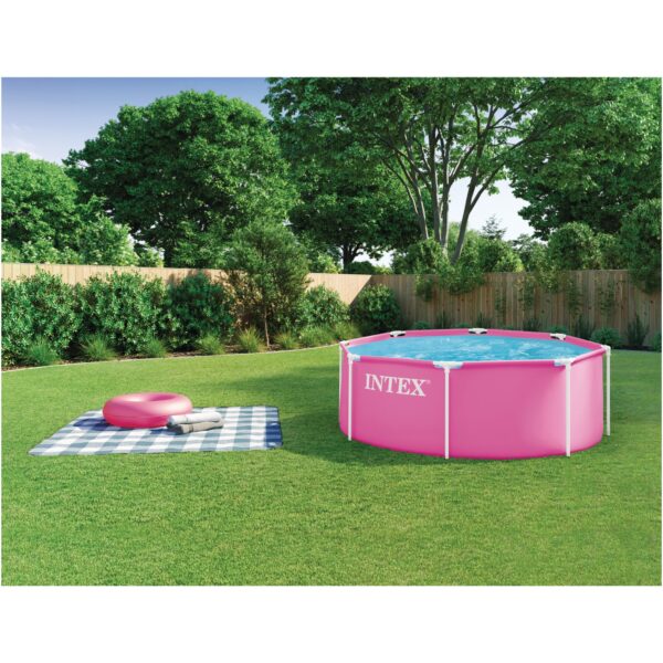 Piscina rotunda cu cadru metalic Pink Metal Frame Intex 28290NP, 244x76 cm - imagine 5