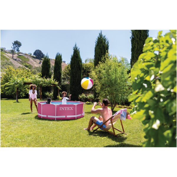 Piscina rotunda cu cadru metalic Pink Metal Frame Intex 28290NP, 244x76 cm - imagine 7
