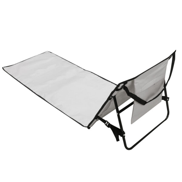 Sezlong de plaja pliabil, spatar cu cadru metalic, reglabil, 150x47 cm, gri - imagine 2