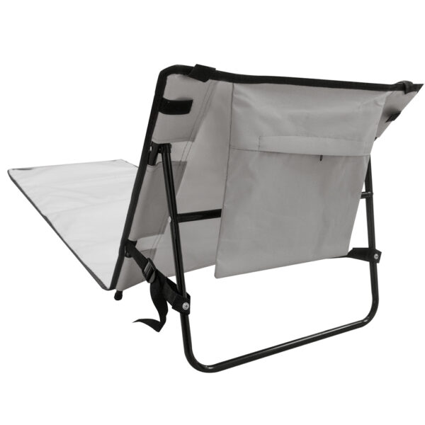 Sezlong de plaja pliabil, spatar cu cadru metalic, reglabil, 150x47 cm, gri - imagine 6