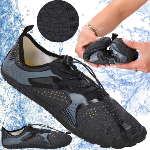Pantofi plaja si apa, talpa cauciuc antiderapanta, material respirabil, negru, marimea 42 - imagine 6