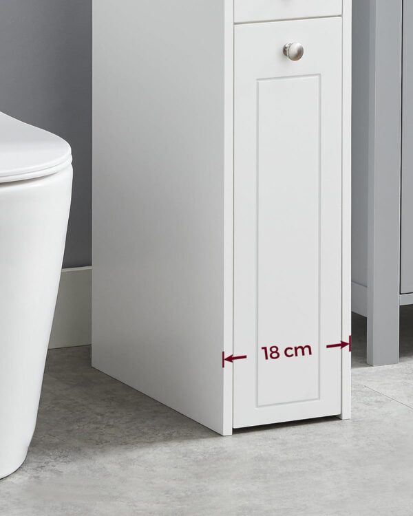 VASAGLE Dulap baie ingust cu sertare si roti, pentru depozitare, MDF, 40x18x70 cm, alb - imagine 4