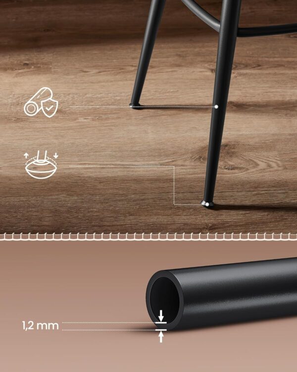 VASAGLE set 2 scaune de bar rotative 360°, cu spatar, inaltime 101 cm, piele sintetica, cadru otel, stil modern, maro - imagine 8