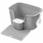 FEANDREA Litiera pisici XL cu pereti inalti, colector de nisip si cutie depozitare, 64x44x33 cm, gri