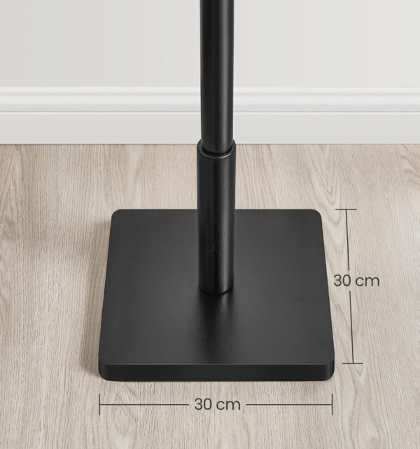 VASAGLE Cuier pentru haine, din lemn masiv, tip pom, cu 8 carlige, baza patrata, 175cm, negru - imagine 5