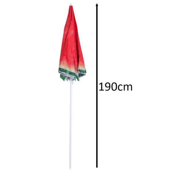 Umbrela de plaja pliabila, cu inclinare si inaltime reglabila, diametru 150 cm, rosu cu imprimeu pepene - imagine 7