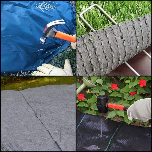 Set 100 ancore metalice pentru fixare agrotextil, 15x7 cm, argintiu - imagine 6