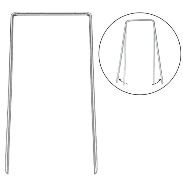 Set 100 ancore metalice pentru fixare agrotextil, 15x7 cm, argintiu - imagine 2
