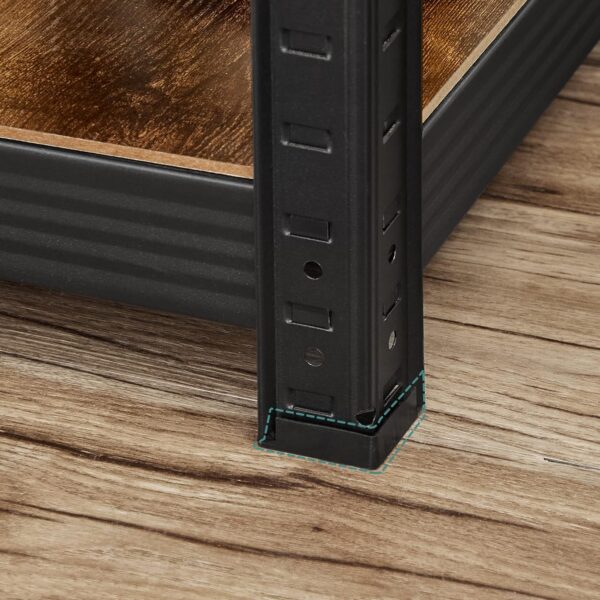 SONGMICS Etajera 5 rafturi ajustabile, structura metalica, stil industrial, MDF, 37x37x150 cm, maro si negru - imagine 6