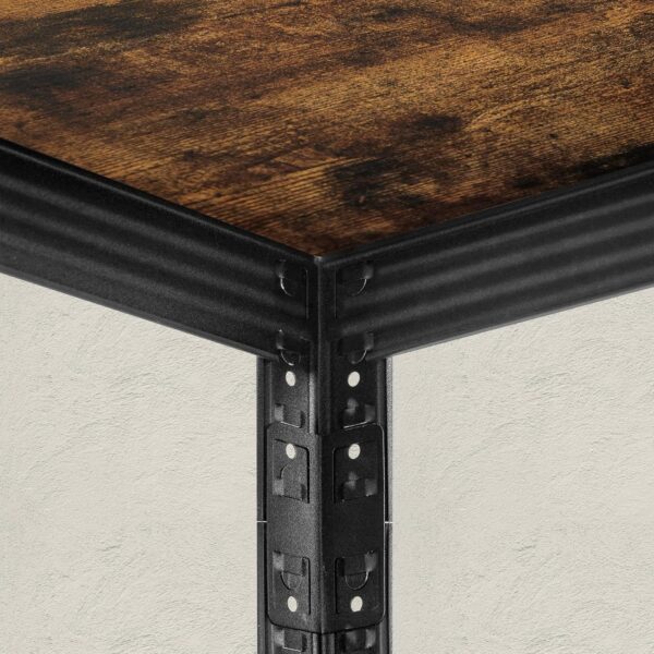 SONGMICS Etajera 5 rafturi ajustabile, structura metalica, stil industrial, MDF, 37x37x150 cm, maro si negru - imagine 9