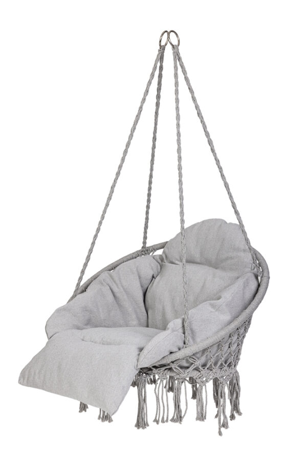Scaun rotund tip leagan suspendat cu perna Confort Plus, casa sau gradina, gri - imagine 2
