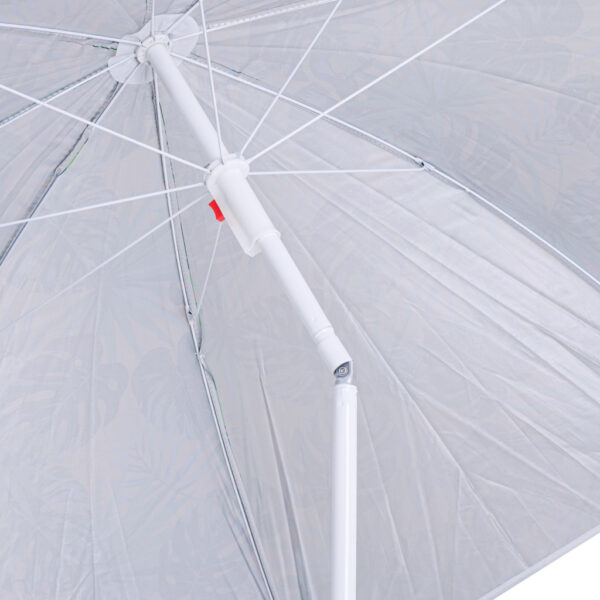 Umbrela de plaja pliabila, cu inclinare si inaltime reglabila, diametru 150 cm, verde cu imprimeu frunze verzi - imagine 4