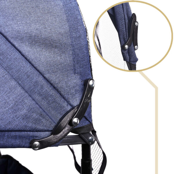 Tricicleta 3in1 105x52x94 cm, cu sezut rotativ 360°, roti fara aer, copertina reglabila, bleumarin - imagine 15