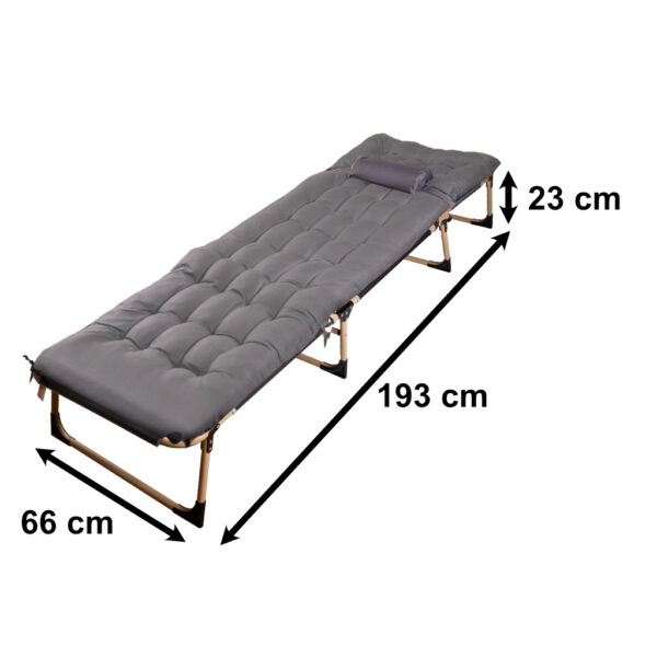 Sezlong pliabil cu 4 trepte, reglaj spatar, otel si material Oxford, 193x66x23 cm, gri - imagine 5