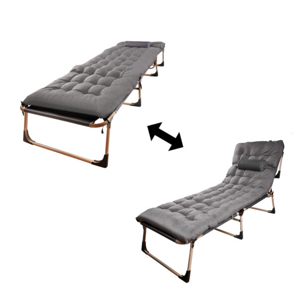 Sezlong pliabil cu 4 trepte, reglaj spatar, otel si material Oxford, 193x66x23 cm, gri - imagine 6