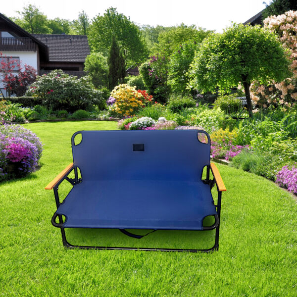 Bancuta pliabila dubla pentru terasa si gradina, structura metalica, 109x64x67 cm, albastru - imagine 4