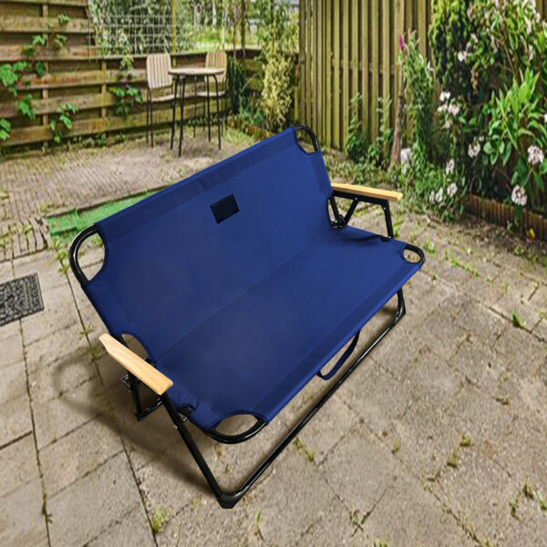 Bancuta pliabila dubla pentru terasa si gradina, structura metalica, 109x64x67 cm, albastru - imagine 6