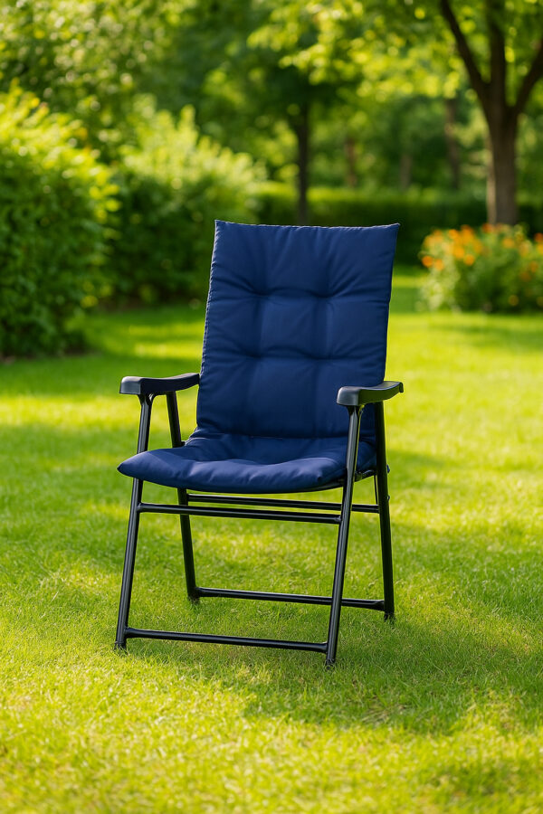 Scaun pliabil de gradina cu perna, structura metalica, 59x66x90 cm, albastru - imagine 10