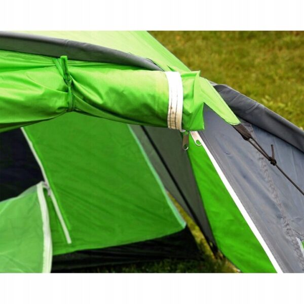 Cort camping 4 persoane cu antreu, impermeabil 3000 mm, 450x210x150 cm, negru si verde - imagine 5