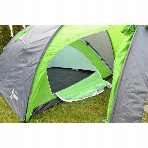 Cort camping 4 persoane cu antreu, impermeabil 3000 mm, 450x210x150 cm, negru si verde - imagine 6