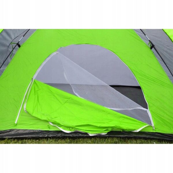 Cort camping 4 persoane cu antreu, impermeabil 3000 mm, 450x210x150 cm, negru si verde - imagine 7