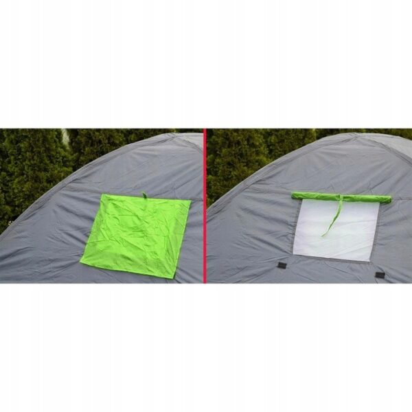 Cort camping 4 persoane cu antreu, impermeabil 3000 mm, 450x210x150 cm, negru si verde - imagine 8