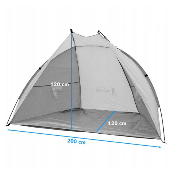 Cort plaja pentru 2 persoane, cu protectie UV si podea izolanta, 200x120x120 cm, albastru - imagine 2
