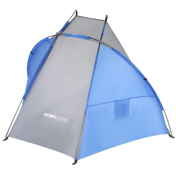 Cort plaja pentru 2 persoane, cu protectie UV si podea izolanta, 200x120x120 cm, albastru si gri - imagine 3