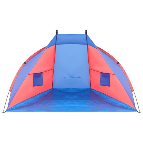 Cort plaja pentru 2 persoane, cu protectie UV si podea izolanta, 200x120x120 cm, albastru si roz