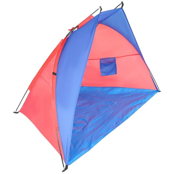 Cort plaja pentru 2 persoane, cu protectie UV si podea izolanta, 200x120x120 cm, albastru si roz - imagine 6