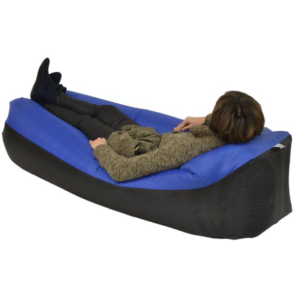 Saltea gonflabila pentru plaja cu pliere rapida, maxim 180kg, 180x70x50 cm, bleumarin si negru - imagine 7