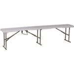 Banca pliabila pentru evenimente si catering, 183x28x43 cm, din HDPE si otel, alb