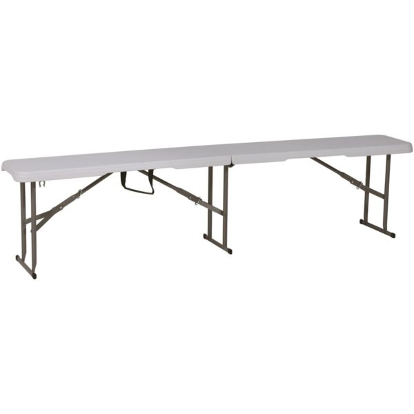 Banca pliabila pentru evenimente si catering, 183x28x43 cm, din HDPE si otel, alb