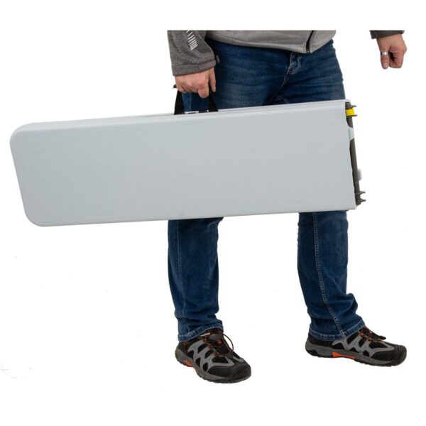 Banca pliabila pentru evenimente si catering, 183x28x43 cm, din HDPE si otel, alb - imagine 5